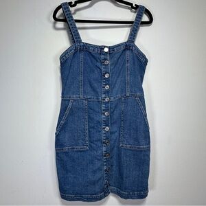Garage Denim Mini Dress Button Front Blue Size M